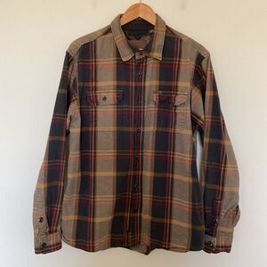 Orvis Big Bear Heavyweight Flannel Shirt Autumn Rust Plaid Mens XL #1312517